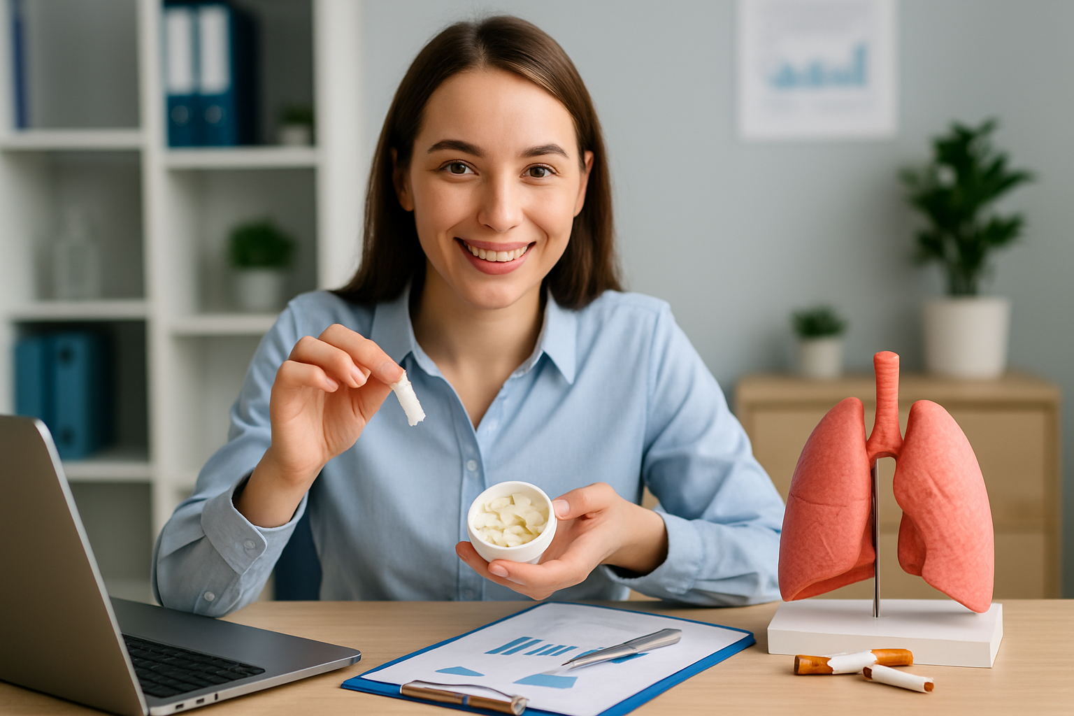 Wissenschaftliche Darstellung zu Nikotinbeuteln und Gesundheit mit medizinischen Symbolen